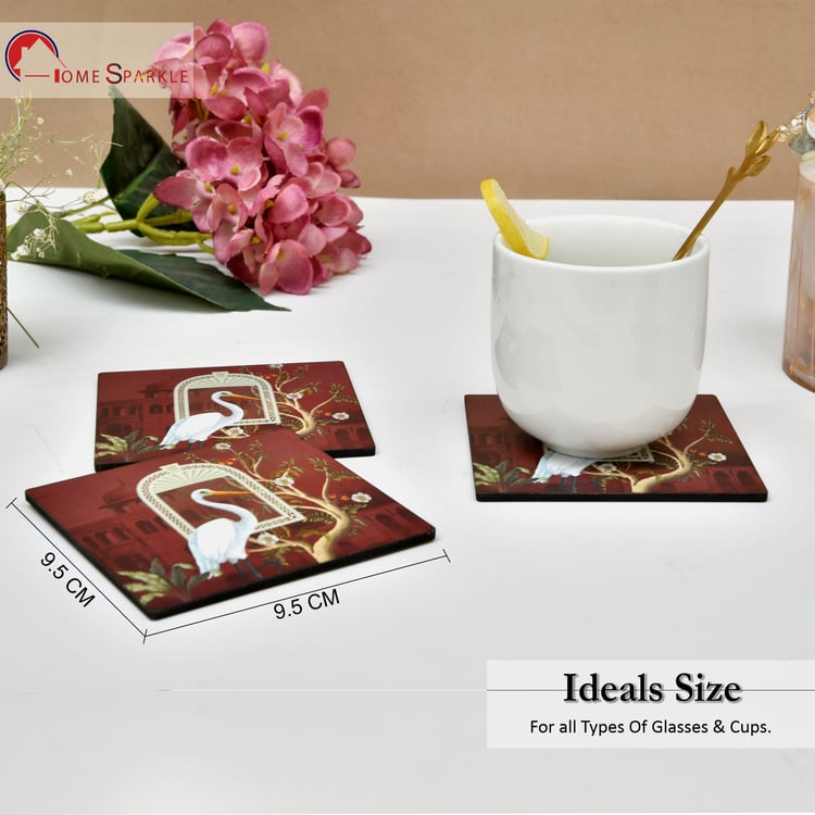 HOME SPARKLE Set of 6 Wooden Coasters with Holder