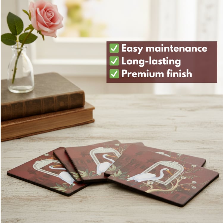HOME SPARKLE Set of 6 Wooden Coasters with Holder