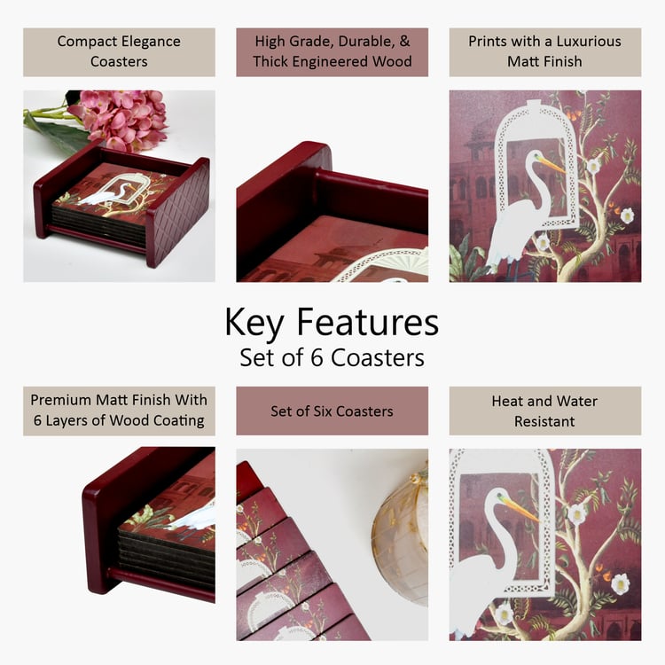 HOME SPARKLE Set of 6 Wooden Coasters with Holder
