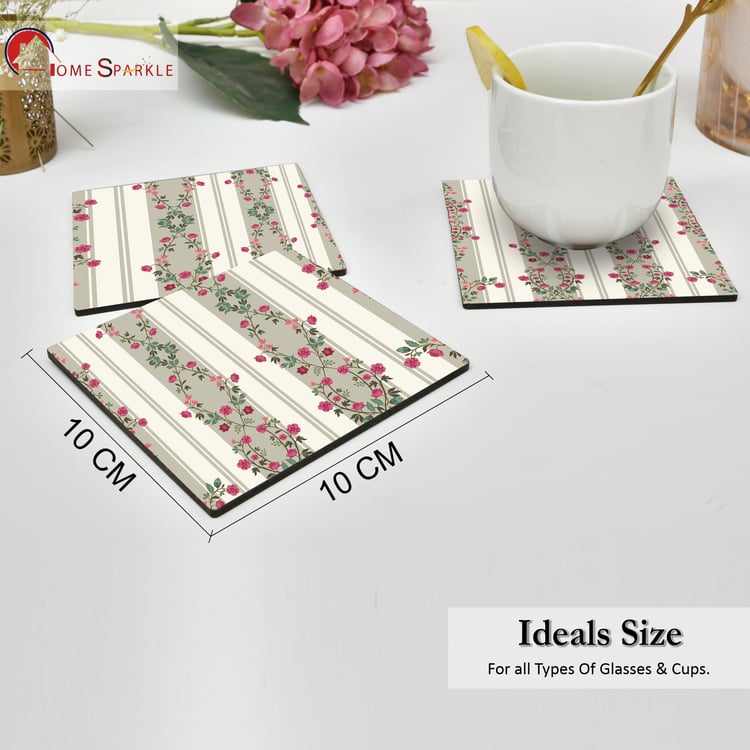 HOME SPARKLE Set of 6 Wooden Coasters with Holder