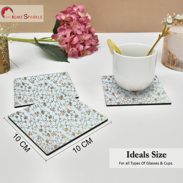 HOME SPARKLE Set of 6 Wooden Coasters with Holder