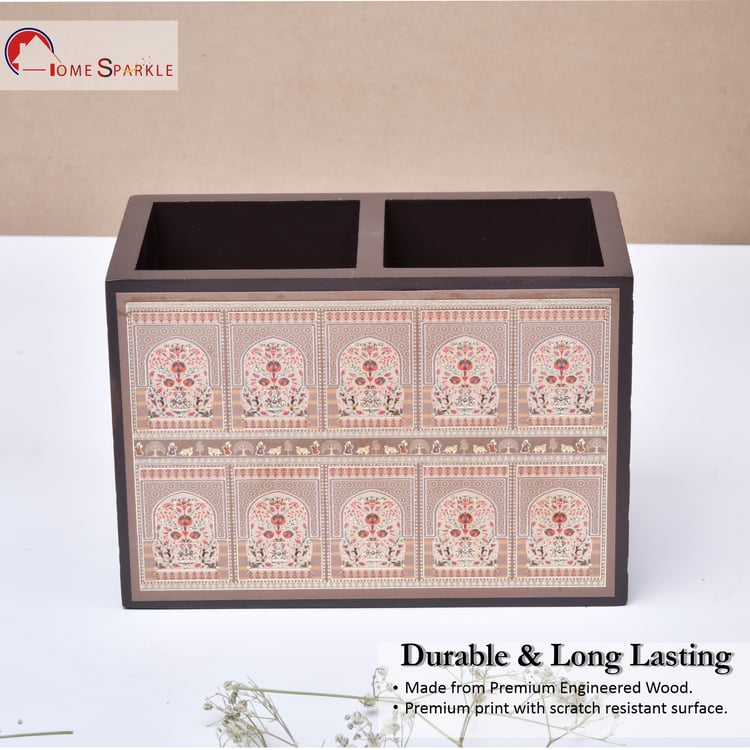 HOME SPARKLE Wooden Cutlery Holder with Napkin Rack