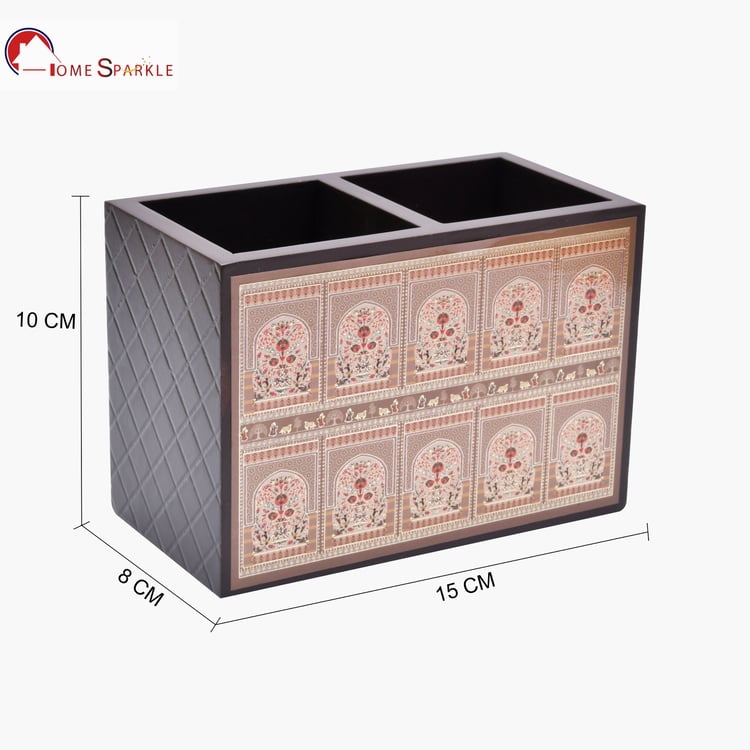 HOME SPARKLE Wooden Cutlery Holder with Napkin Rack