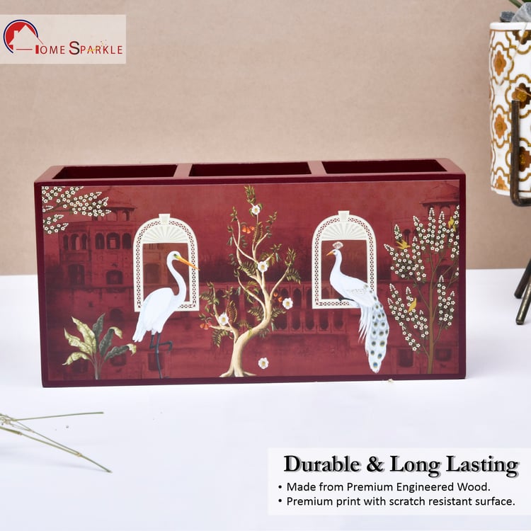 HOME SPARKLE Wood Cutlery Holder with Tissue Rack