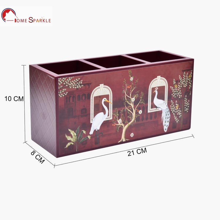 HOME SPARKLE Wood Cutlery Holder with Tissue Rack