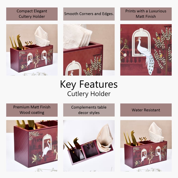 HOME SPARKLE Wood Cutlery Holder with Tissue Rack