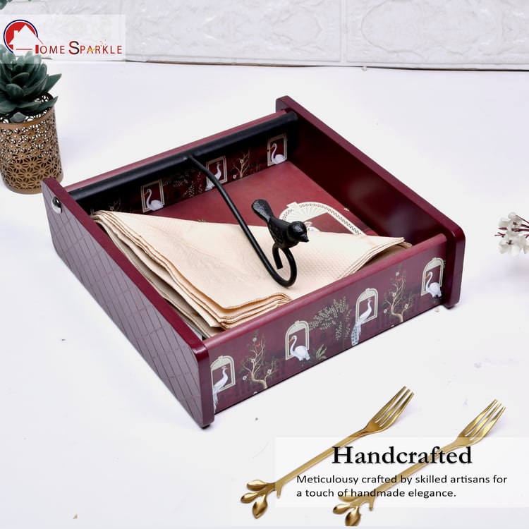 HOME SPARKLE Wooden Printed Tissue Holder