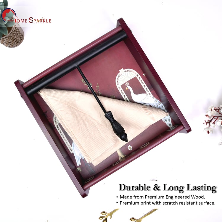 HOME SPARKLE Wooden Printed Tissue Holder