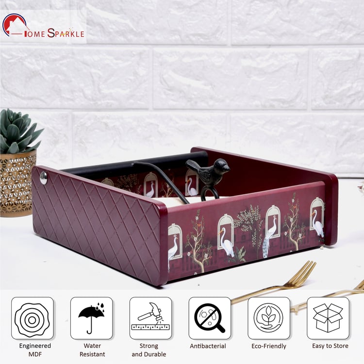 HOME SPARKLE Wooden Printed Tissue Holder