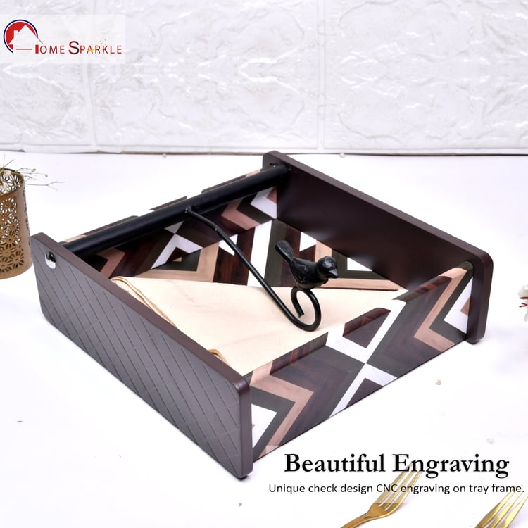 HOME SPARKLE Wooden Printed Napkin Holder