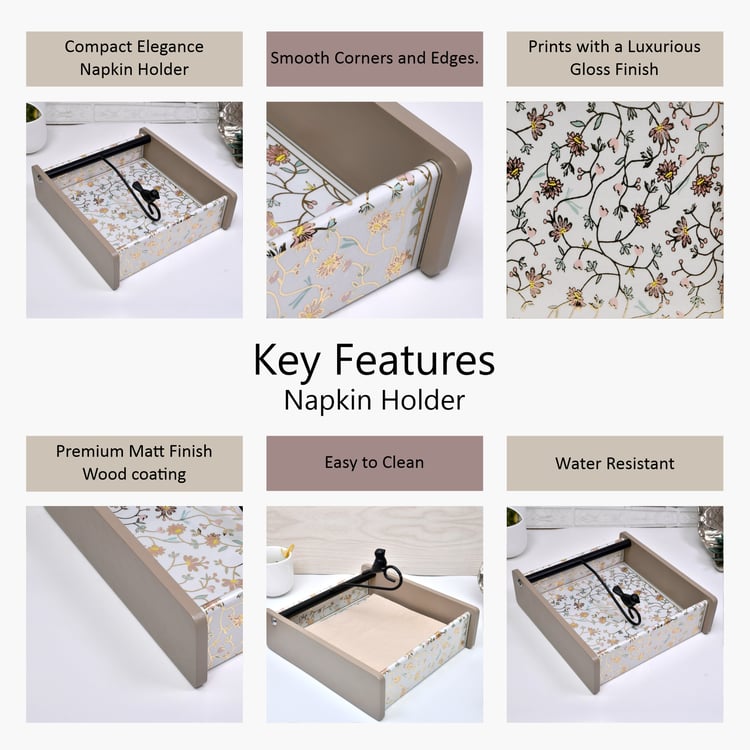 HOME SPARKLE Wooden Printed Napkin Holder