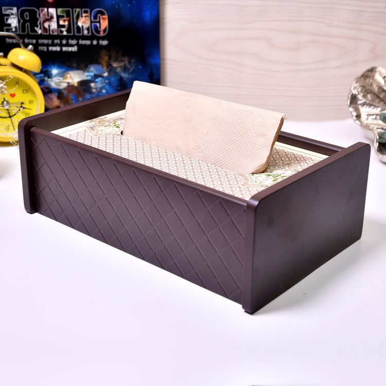 HOME SPARKLE Wooden Printed Tissue Box - 23x15cm