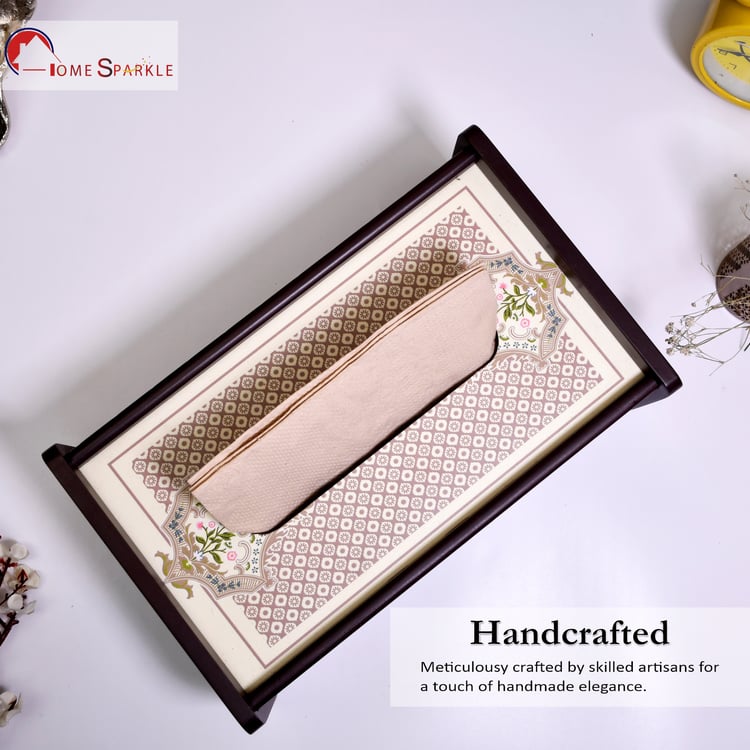 HOME SPARKLE Wooden Printed Tissue Box - 23x15cm