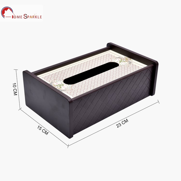HOME SPARKLE Wooden Printed Tissue Box - 23x15cm