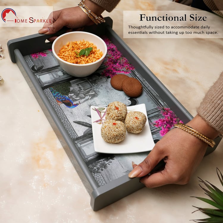 HOME SPARKLE Set of 3 Wooden Serving Trays