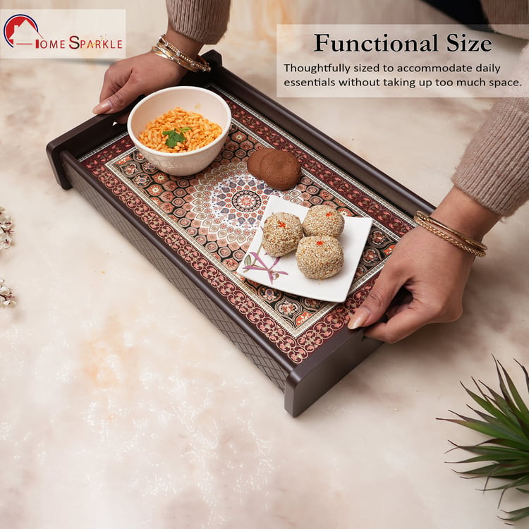 HOME SPARKLE Set of 3 Wooden Serving Trays
