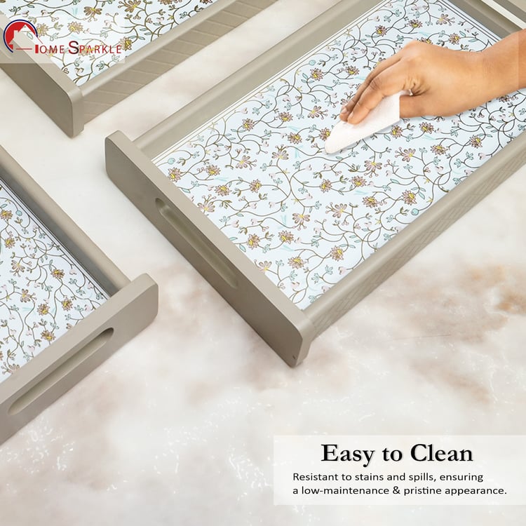HOME SPARKLE Set of 3 Wooden Serving Trays
