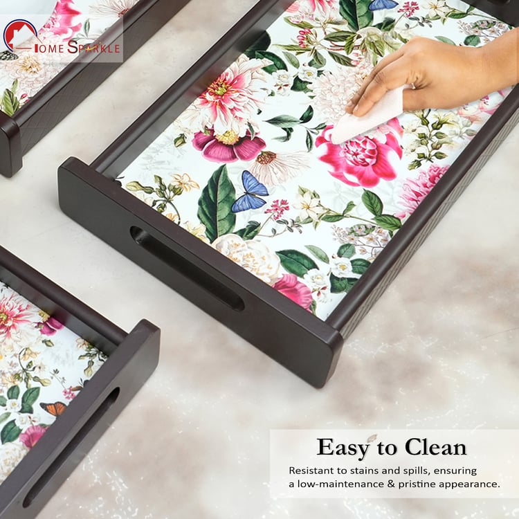 HOME SPARKLE Set of 3 Wooden Serving Trays