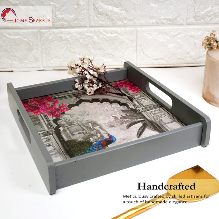 HOME SPARKLE Wooden Serving Tray - 25x25x5cm