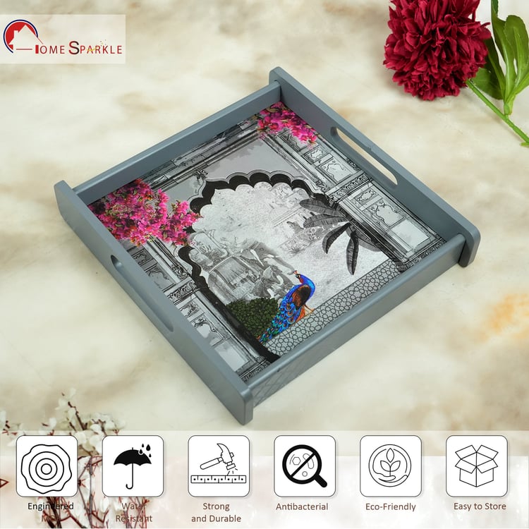HOME SPARKLE Wooden Serving Tray - 25x25x5cm