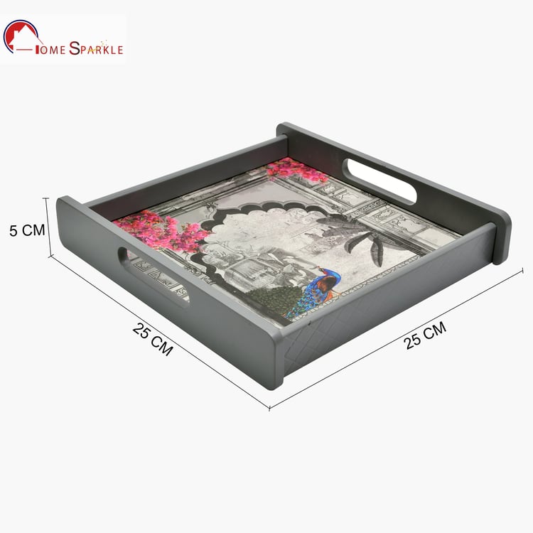 HOME SPARKLE Wooden Serving Tray - 25x25x5cm