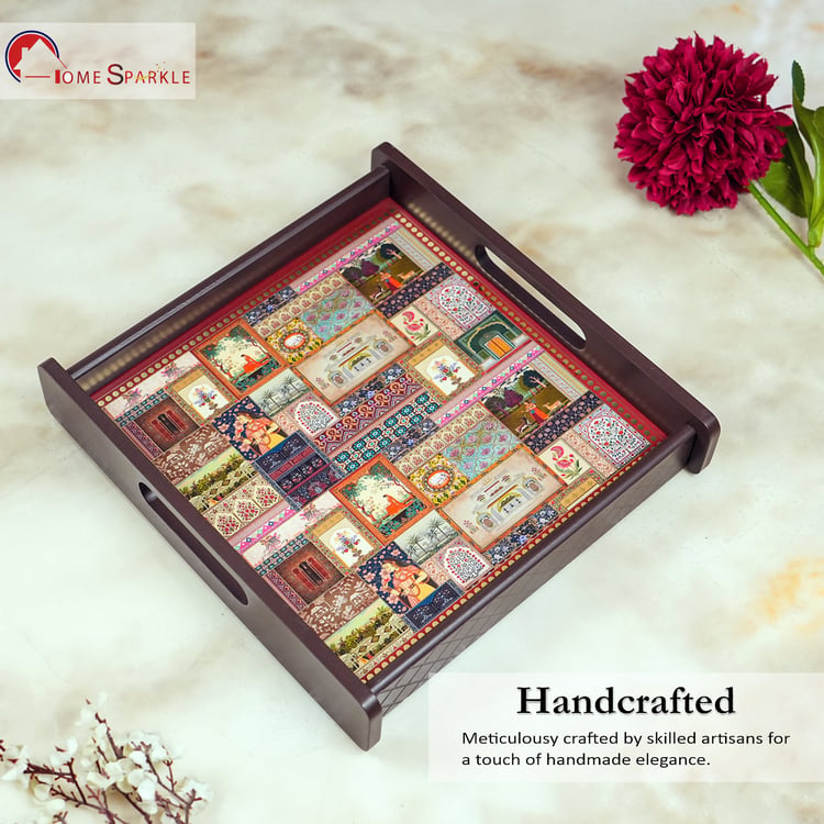 HOME SPARKLE Wooden Serving Tray - 25x25x5cm
