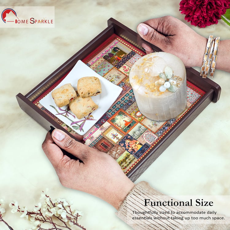 HOME SPARKLE Wooden Serving Tray - 25x25x5cm