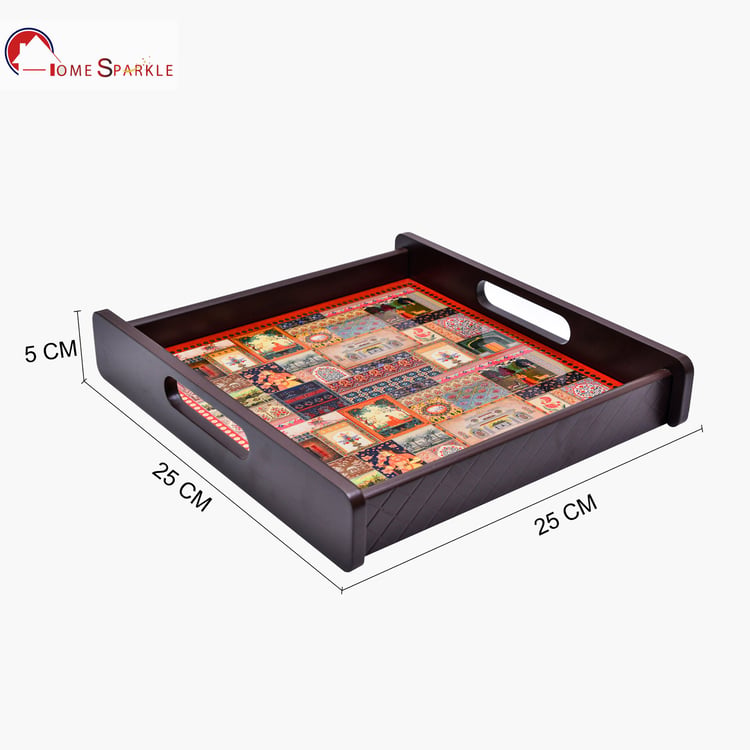 HOME SPARKLE Wooden Serving Tray - 25x25x5cm