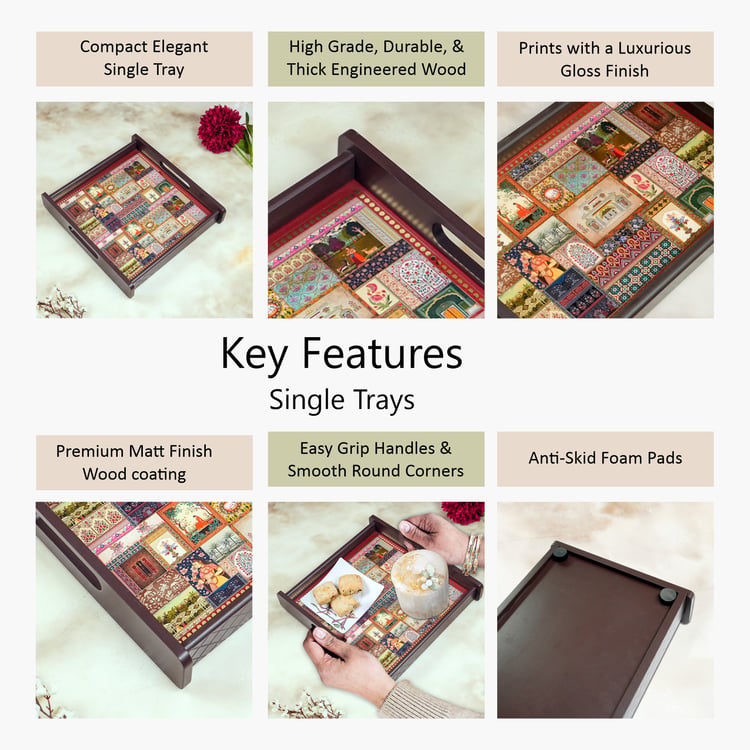 HOME SPARKLE Wooden Serving Tray - 25x25x5cm