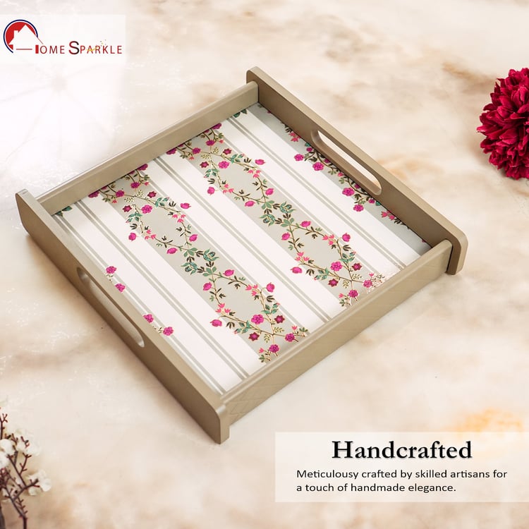 HOME SPARKLE Wooden Serving Tray - 25x25x5cm