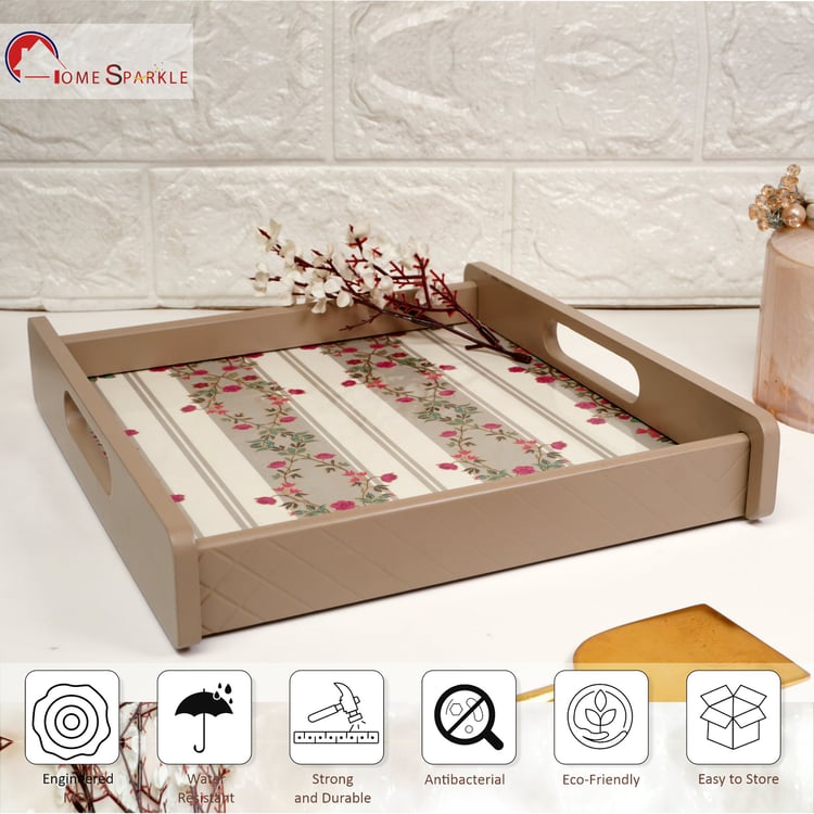HOME SPARKLE Wooden Serving Tray - 25x25x5cm