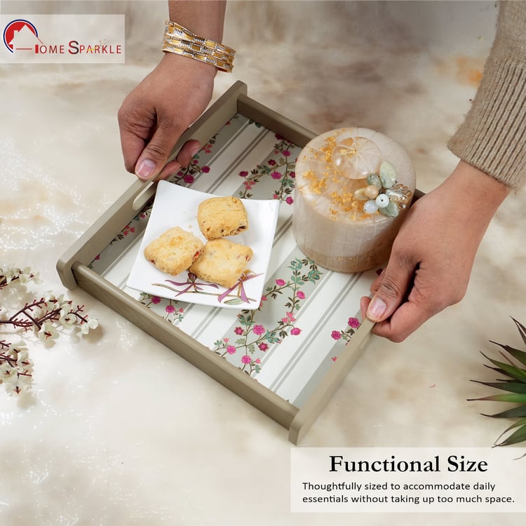 HOME SPARKLE Wooden Serving Tray - 25x25x5cm