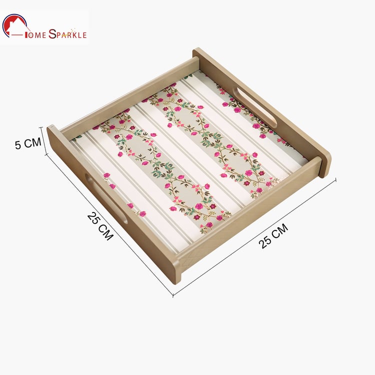 HOME SPARKLE Wooden Serving Tray - 25x25x5cm