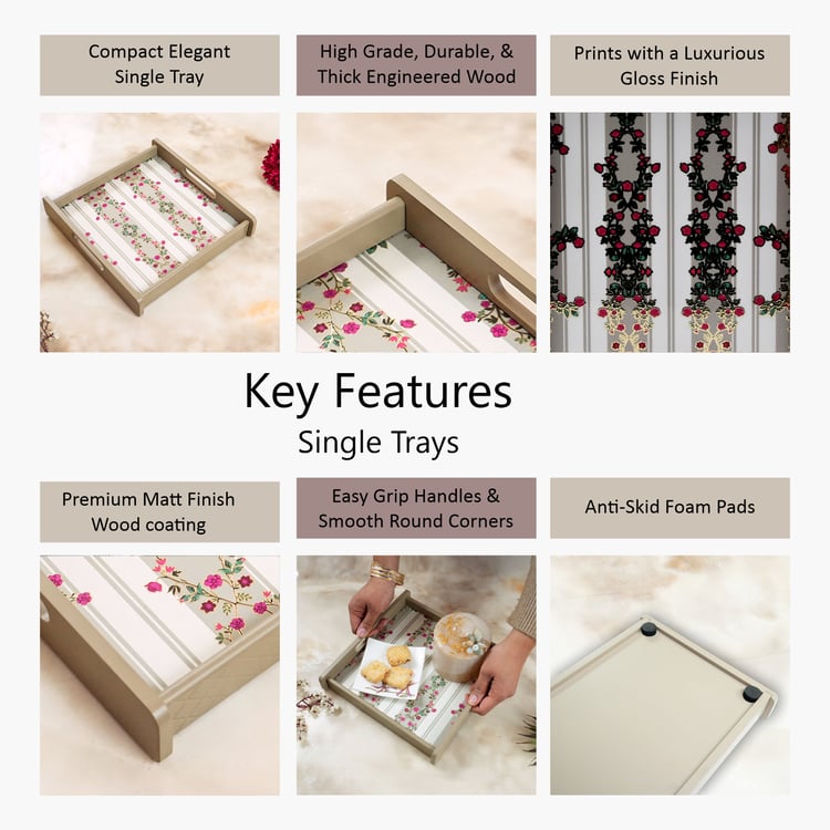 HOME SPARKLE Wooden Serving Tray - 25x25x5cm