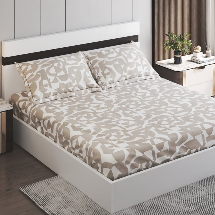 Ezra Cotton 144TC Printed 3Pcs King Fitted Bedsheet Set
