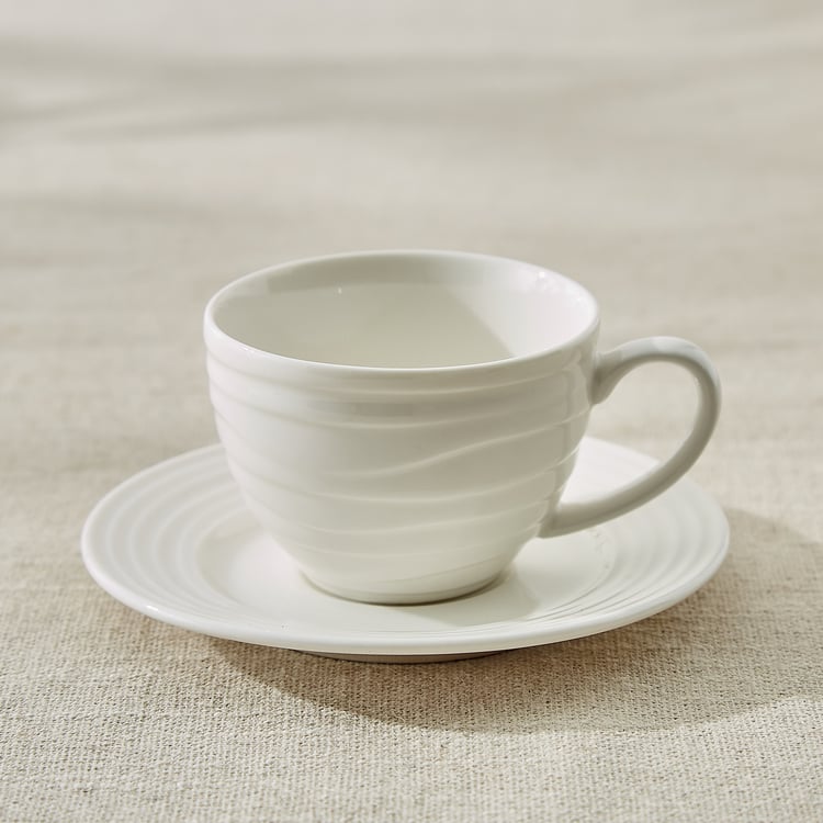 Marshmallow Meandro Bone China Cup and Saucer - 90ml