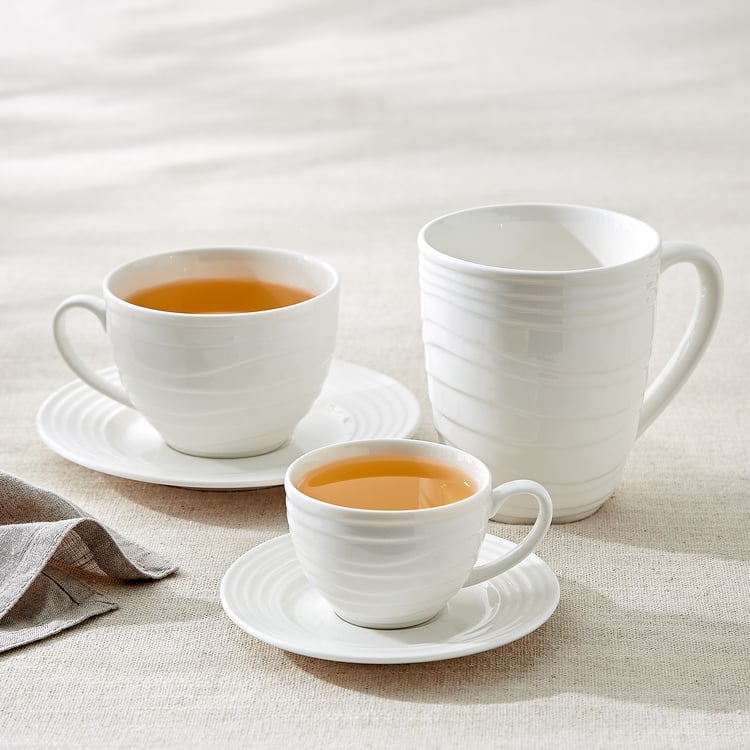 Marshmallow Meandro Bone China Cup and Saucer - 90ml