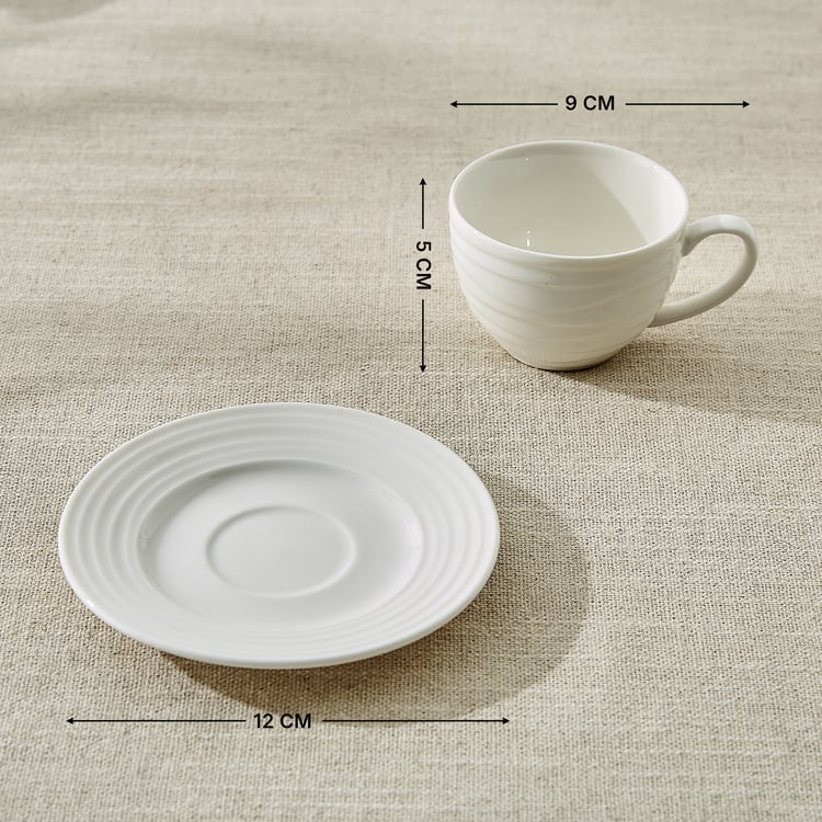 Marshmallow Meandro Bone China Cup and Saucer - 90ml