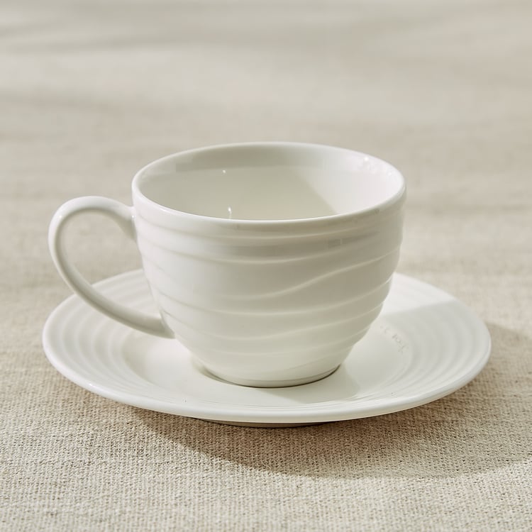 Marshmallow Meandro Bone China Cup and Saucer - 90ml