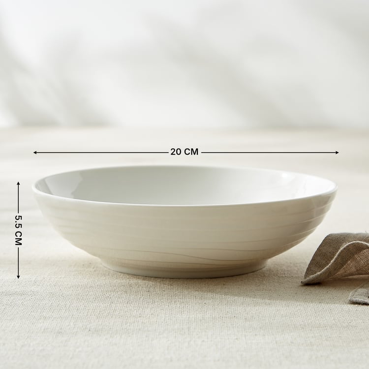 Marshmallow Meandro Bone China Ribbed Serving Bowl - 900ml