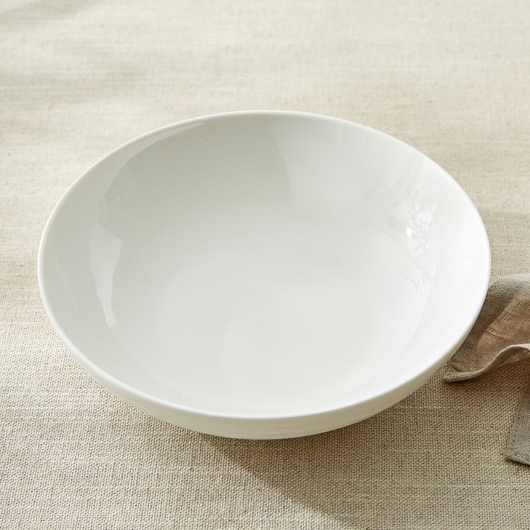 Marshmallow Meandro Bone China Ribbed Serving Bowl - 900ml