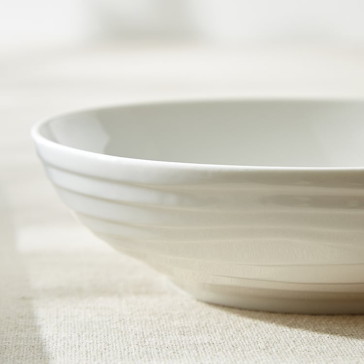 Marshmallow Meandro Bone China Ribbed Serving Bowl - 900ml