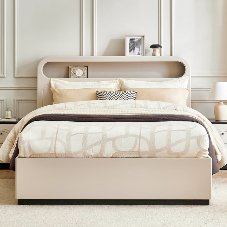 Saga Eclipse King Bed with Hydraulic Storage - Cream