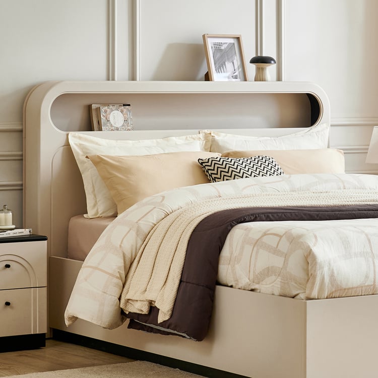 Saga Eclipse King Bed with Hydraulic Storage - Cream