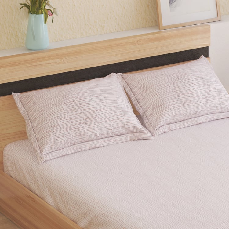 Nesta Cotton 180TC Striped 3Pcs Super King Bedsheet Set