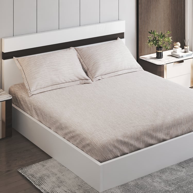 Nesta Cotton 180TC Striped 3Pcs Super King Bedsheet Set