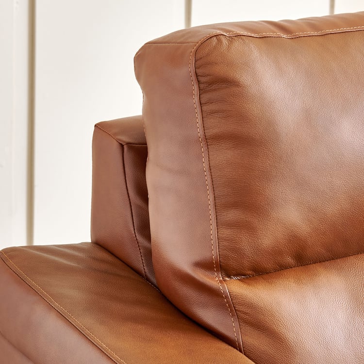 Colmar Half Leather 1-Seater Sofa - Tan