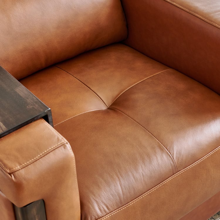 Colmar Half Leather 1-Seater Sofa - Tan