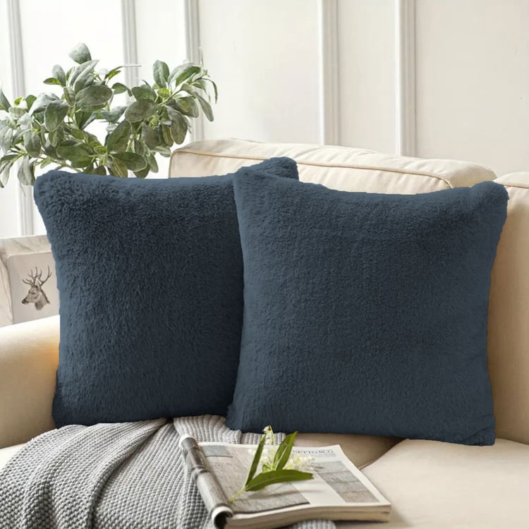 LUXE HOME Set of 2 Fuzzy Cushion Covers - 40x40cm