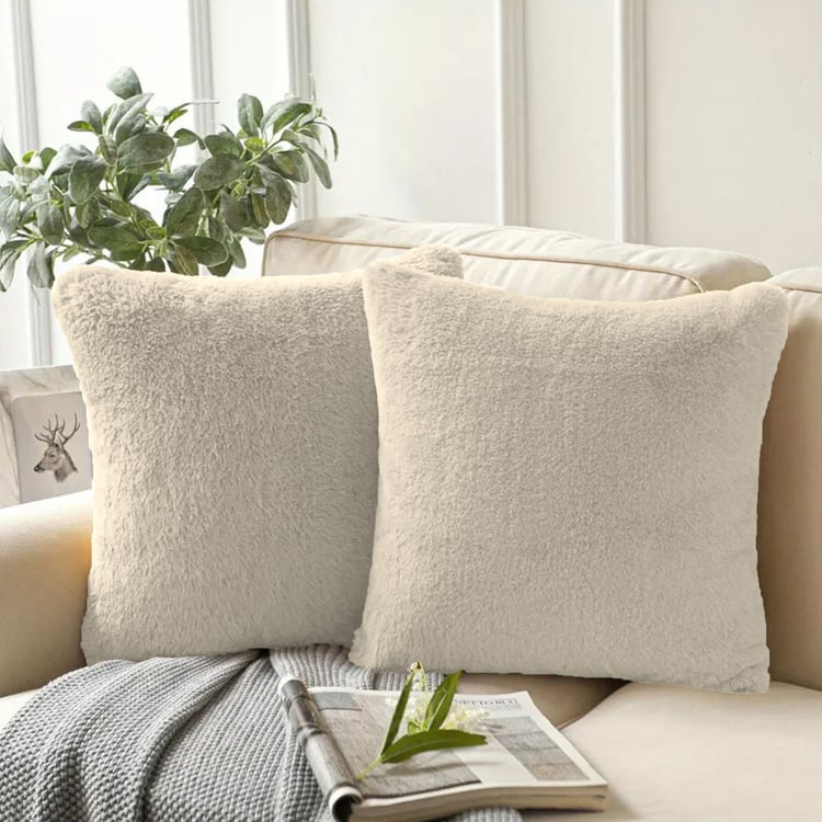 LUXE HOME Set of 2 Fuzzy Cushion Covers - 40x40cm